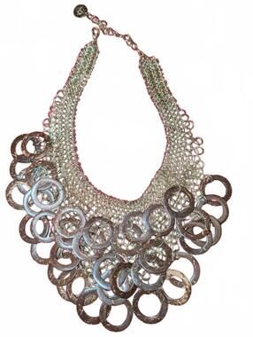 Graziano Statement Chain Necklace with Wooden Rings
